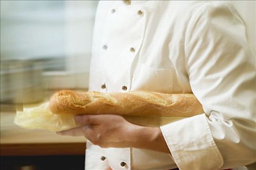 厨师,法棍面包,手臂