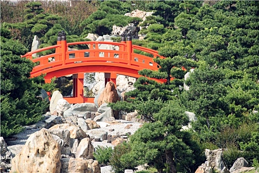 拱形,桥,中式花园