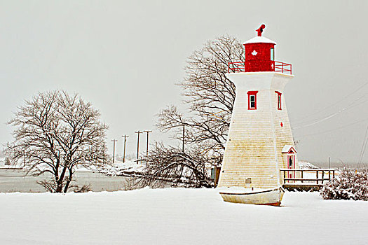 灯塔,冬天,维多利亚,爱德华王子岛,加拿大