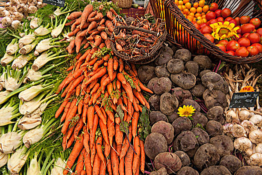 传统,法国,市场货摊,蔬菜,展示