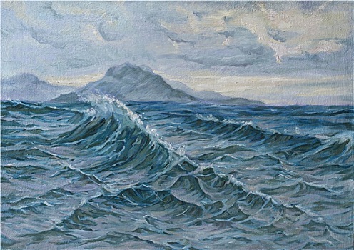 油画,海景