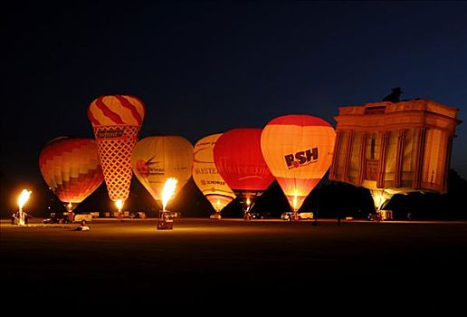 热气球,夜晚,发光,气球,航行,基尔,星期,2008年,石荷州,德国,欧洲