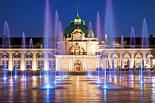 光亮,皇宫,喷水池,蓝色,钟点,水疗,花园,巴特戈恩豪森,北莱茵威斯特伐利亚,德国,欧洲