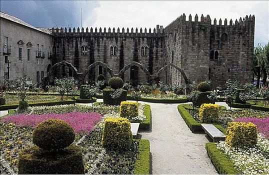 花园,宫殿,城堡,布拉加,葡萄牙,欧洲