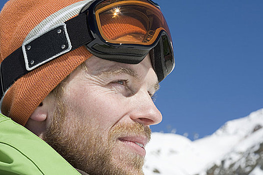 男人,冬天,风景,滑雪护目镜