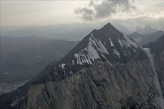 航拍,山,两个,地质,建筑,石头,层次,麦金立山,山脉,阿拉斯加,美国