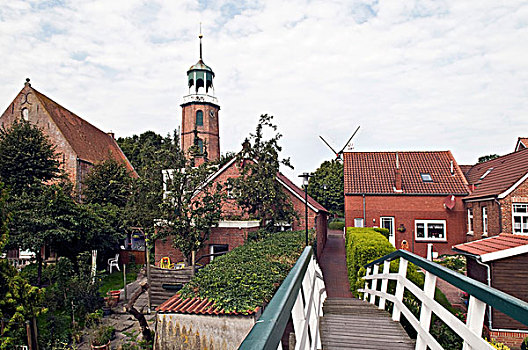 教堂,13世纪,几个,塔,形状,灯塔,东方,下萨克森,德国,欧洲