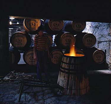 祝酒,桶,展示,火焰,波尔图,葡萄牙