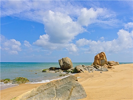 海滩,海洋,石头,海湾,泰国,海岸