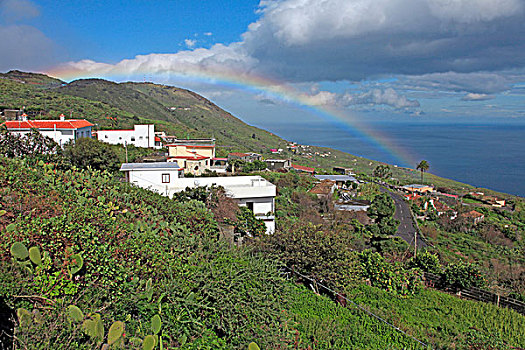 彩虹,上方,海岸,阿尔泰,帕尔玛,加纳利群岛,西班牙,欧洲,大西洋