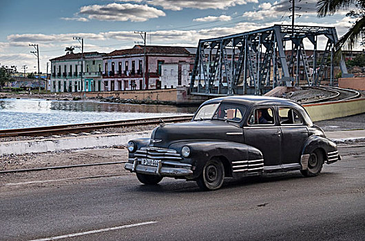 美国黑人,20世纪50年代,经典,古巴,汽车,途中,后背,水岸,建筑,马坦萨斯