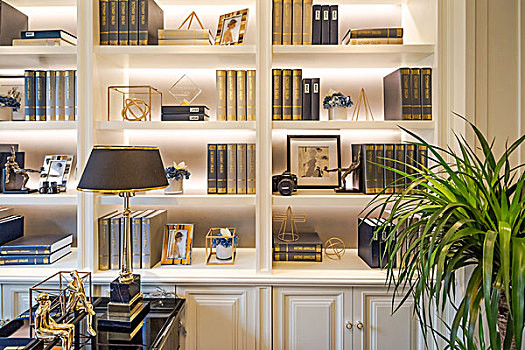 书房,书架,皮椅,书桌