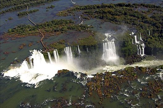 瀑布,伊瓜苏,航拍,阿根廷,巴西