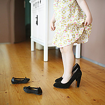 4岁,女孩,放,鞋