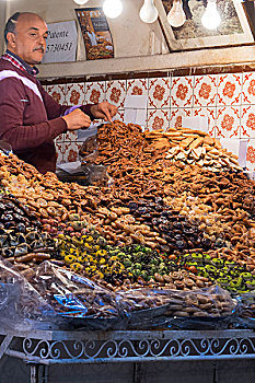 摩洛哥,玛拉喀什,露天市场,饼干,销售,使用,只有