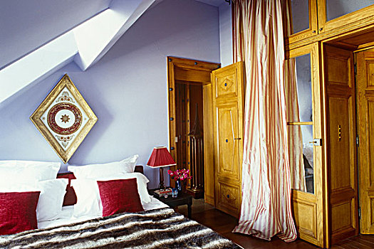 阁楼,卧室,舒适,涂绘,平和,蓝色