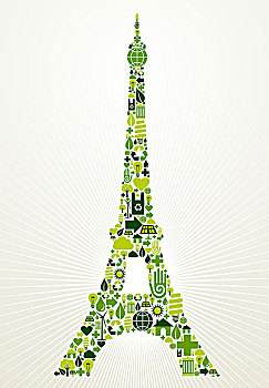 巴黎,环保,概念,插画
