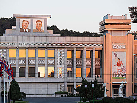 建筑,体育场,平壤,朝鲜,亚洲