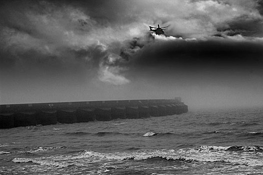直升飞机,飞跃,海洋,风暴