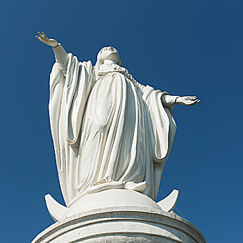 雕塑,圣母玛利亚,圣克里斯托瓦尔,山,圣地亚哥,城市,区域,智利