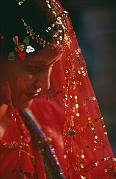 尼泊尔,女人,衣服,婚纱,酒店,加德满都,靠近,帕苏帕蒂纳特寺,神圣,印度人,庙宇,远处,兴趣,怪异,建筑