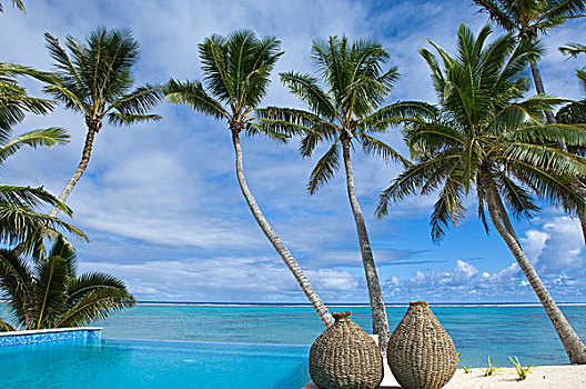 库克群岛,拉罗汤加岛,酒店,游泳池,围绕,棕榈树