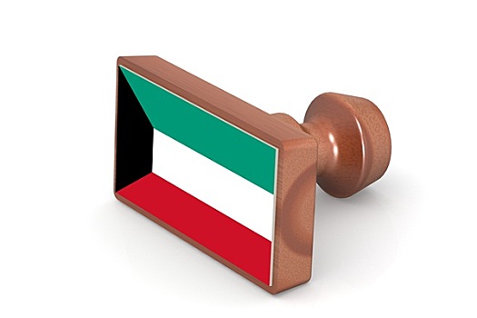 木质,图章,科威特,旗帜