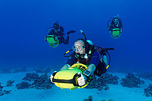 潜水,推动,交通工具,探索,珊瑚礁,湾,埃及,红海,非洲