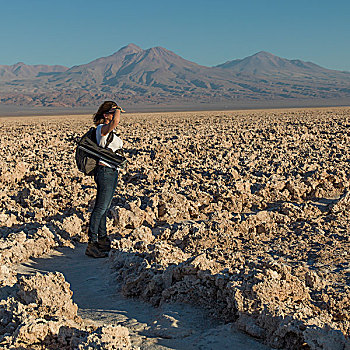 女人,荒芜,盐湖,国家级保护区,佩特罗,阿塔卡马沙漠,省,安托法加斯塔大区,智利