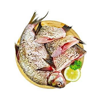 铜盆鱼,生食,圆,木板,柠檬,西芹