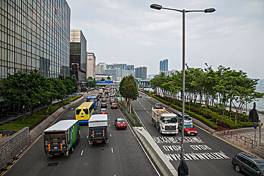 香港维多利亚湾尖沙公路街道
