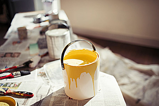 黄色,涂绘,油漆桶
