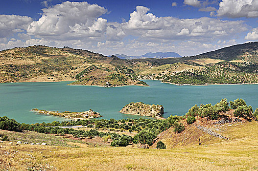 全景,上方,内陆湖,安达卢西亚,西班牙
