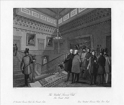 大厅,团结,服务,俱乐部,伦敦,19世纪,艺术家