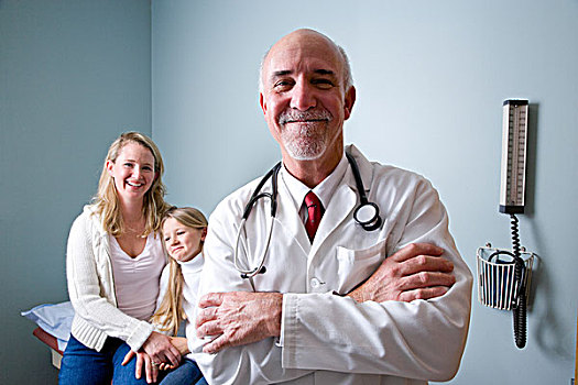 微笑,儿科医生,病人,母亲,背景