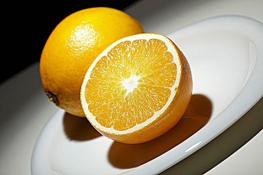 橘子,甜橙,白色,盘子