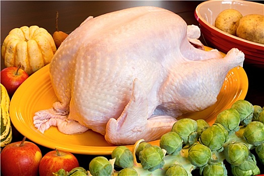 感恩节,火鸡,餐饭,烹调,成分,木桌