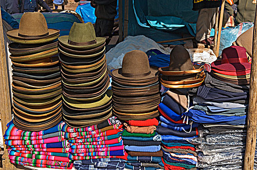 秘鲁,皮萨克,帽子,衣服,出售,市场