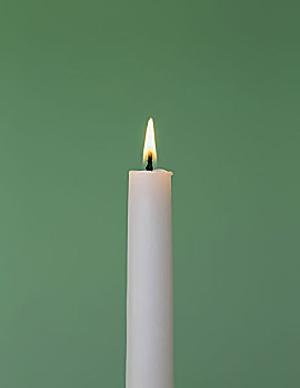 白色,蜡烛,小,照亮,火焰,绿色背景