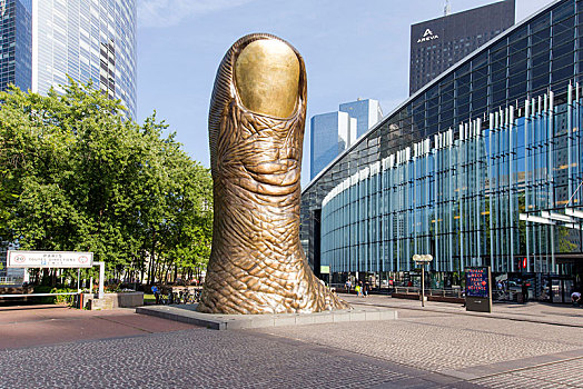 巨大,大拇指,雕塑,艺术家,摩天大楼,拉德芳斯,商务区,上塞纳省,巴黎,法国,欧洲