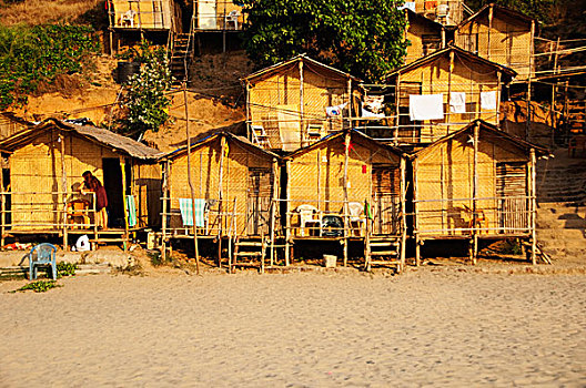 海滩小屋,海滩,果阿,印度