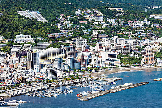 日本,本州,静冈,热海,城市天际线