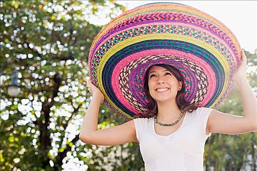 女人,穿,墨西哥帽