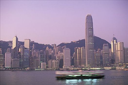 中国,香港,城市天际线,维多利亚港,夜晚