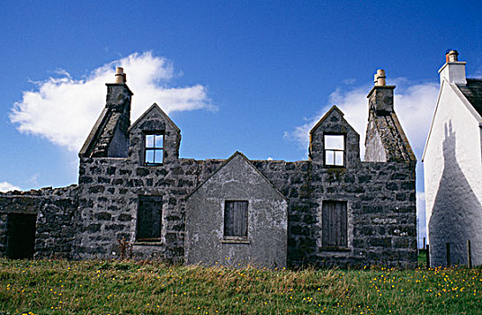 19世纪,花冈岩,房子,遗址,屋顶窗,完好,内赫布里底群岛,苏格兰