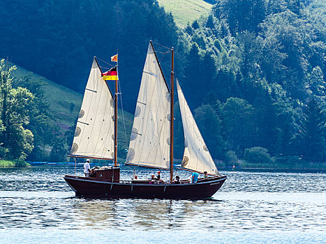 帆船,航行,湖,巴伐利亚,德国,欧洲