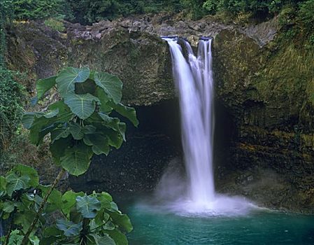 彩虹瀑布,层叠,水池,夏威夷大岛,夏威夷