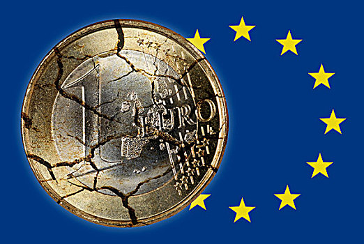 欧元,硬币,欧盟,旗帜,象征,图像,债务,危机,欧洲