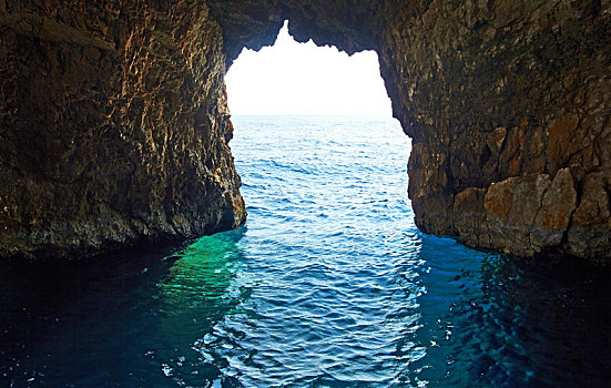 蓝色,洞穴,鲜明,晴天,希腊