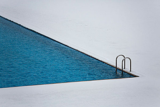 俯拍,游泳池,积雪,地点